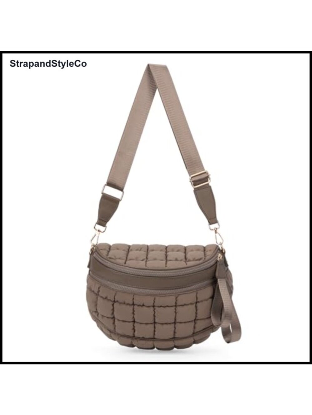 Quilted Nylon Crossbody Bum Bag Oversized Fanny Pack Adjustable Strap